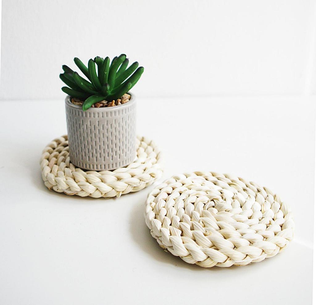 Natural Rattan Woven Coaster Heat Insulation Mat Set