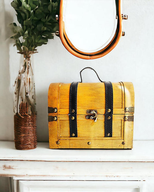 Wooden Treasure Chest Jewelry Box