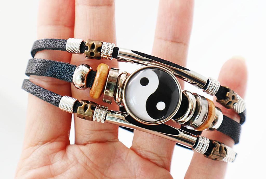 Yin Yang Punk Leather Bracelets