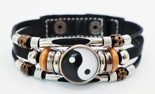 Yin Yang Punk Leather Bracelets