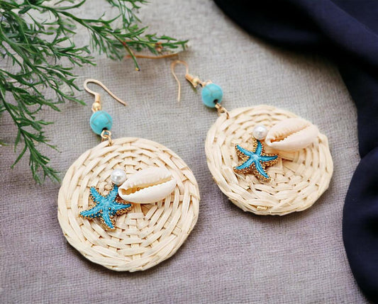 Summer Beach Rattan Earrings