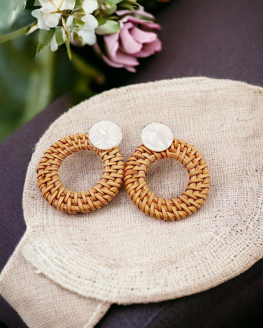 Stylish Handmade Rattan Summer Earrings