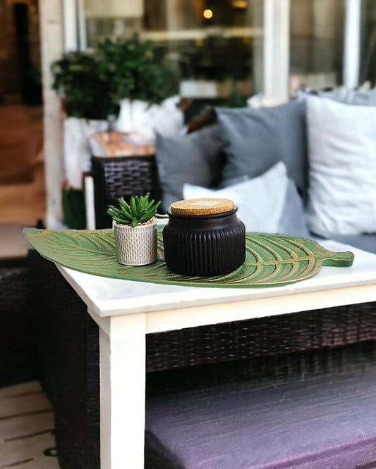 Green Leaf Decorative Table Tray