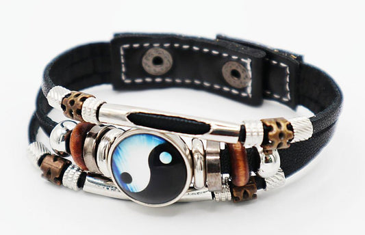 Bangles Yin Yang Punk Leather